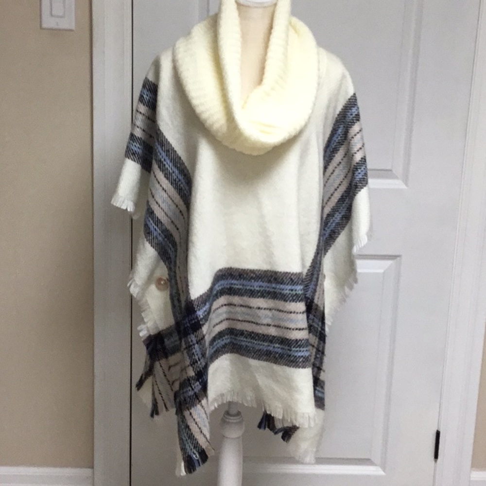 Simons Cowl Neck Cape Poncho EUC